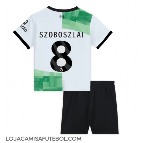 Camisa de Futebol Liverpool Szoboszlai Dominik #8 Equipamento Secundário Infantil 2023-24 Manga Curta (+ Calças curtas)